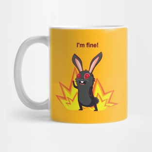 Everything is fine meme with black rabbit Mug